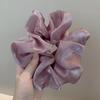 Chouchou d'été en satin et tulle à pois violets - Élastique à cheveux pour femme à haute élasticité