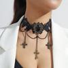Accessories Black Neck Chain Lace, Clavicle Chain Light Luxury High-end, Hollow Fringe Gothic Necklace Women