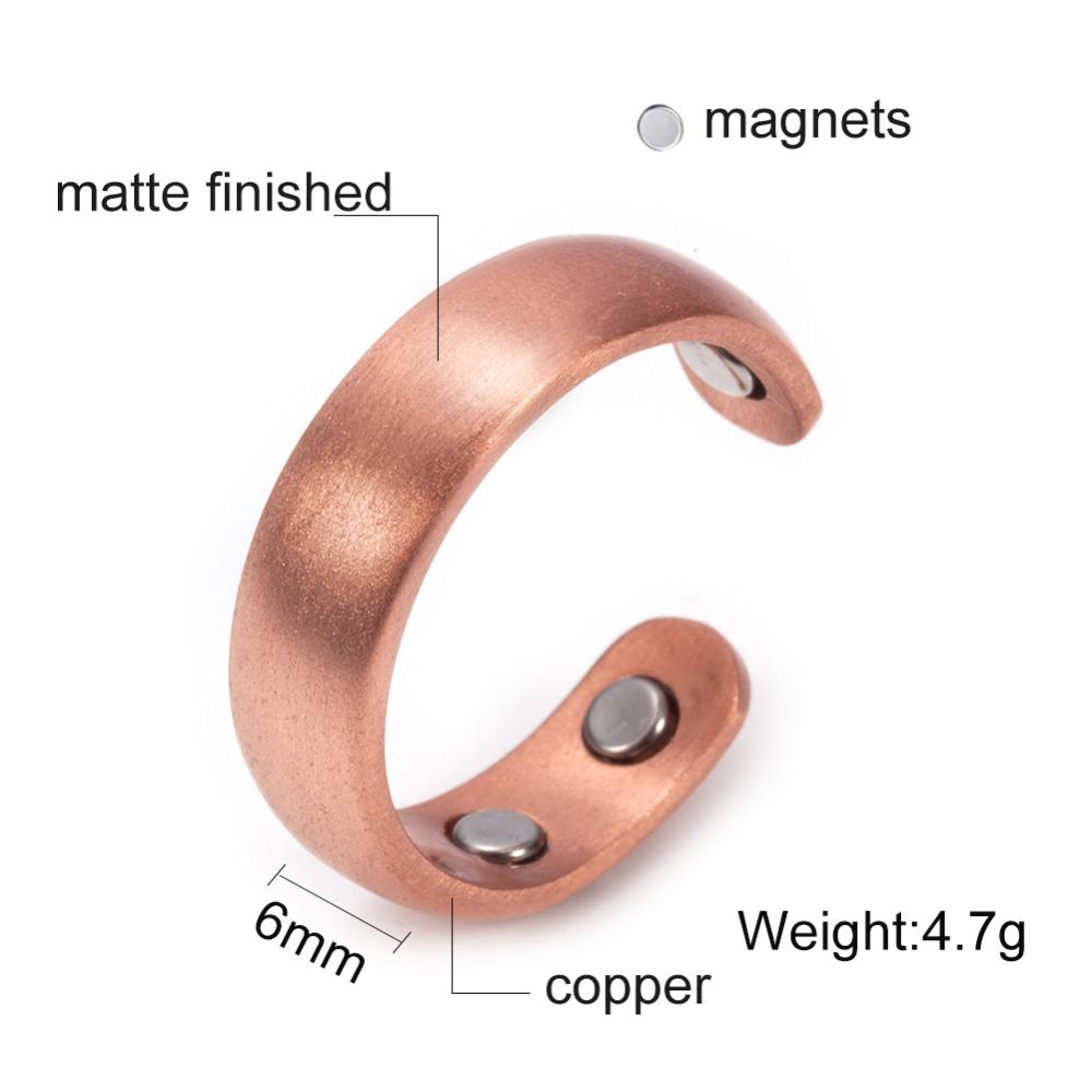Vinterly Kupfer Magnetischer Ring Herren Mattes Finish Gesundheit Energie Einfaches Verstellbares Armband Reines Kupfer Ringe für Herren Damen Schmuck