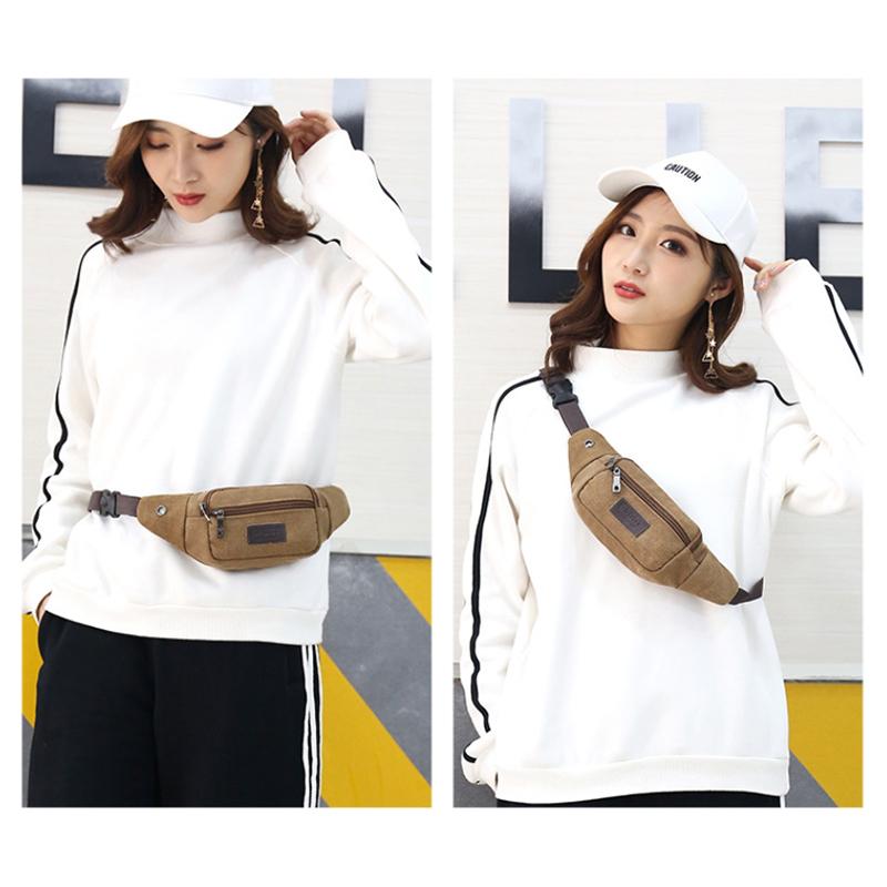 Casual Canvas Waist Bag Unisex Functional Waist Bag Mobile Phone Bag Men And Women Convenient Belt Banana Bag Fanny Pack