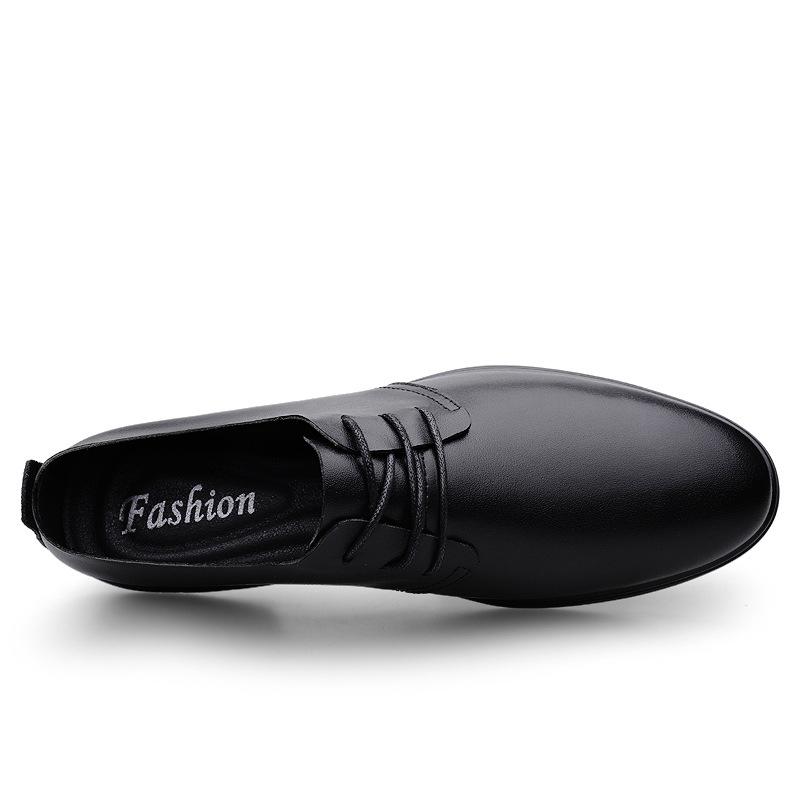 Men's business dress low-top lace-up leather shoes fashion plaid four-season versatile comfortable casual platform men's shoes