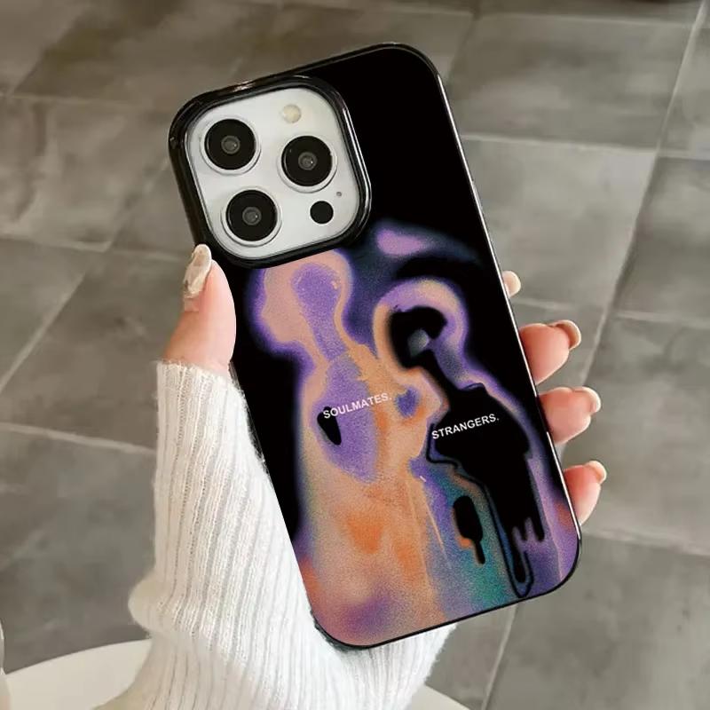 

Punk Dark Mysterious Letter Shadow Pattern Phone Case For iPhone 17 16 Pro 15 14 13 12 11 Pro Max 7 8 Plus 16E 17Air Soft Cover iPhone 16
