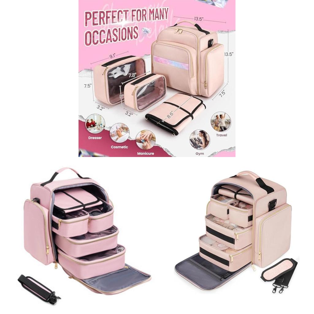 Travel Makeup Organizer With Four Detachable Compartments For Daily Use