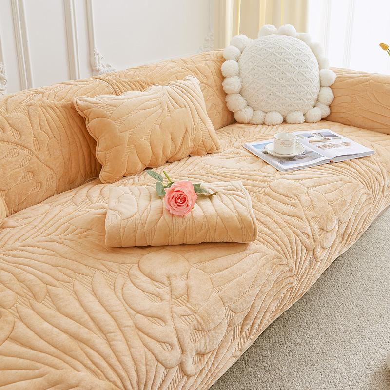 The sofa cushion is simple and non-slip cushion, and the winter plush sofa cover covers the four seasons universal solid color cover cloth towel