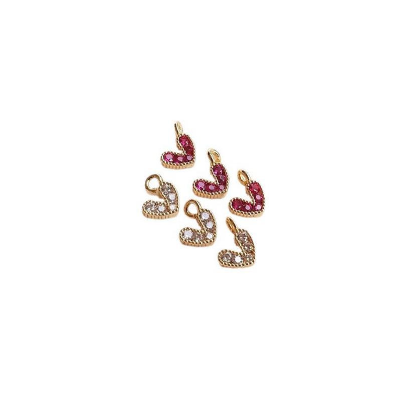 Ala 14K Gold Filled Zircon-Inlaid Heart Pendant for DIY Bracelets