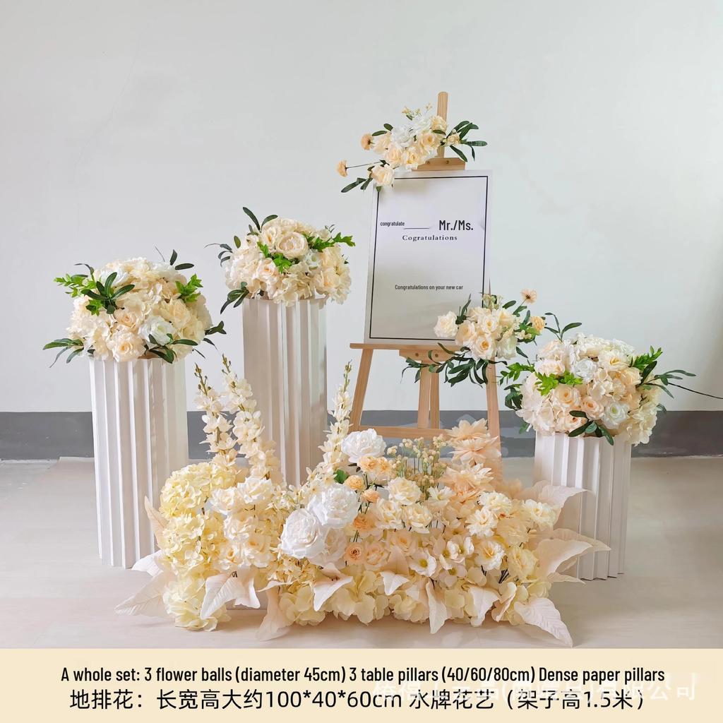 Car Delivery Ceremony Floral Display: Artificial Flower Balls & Columns for Showroom Decoration