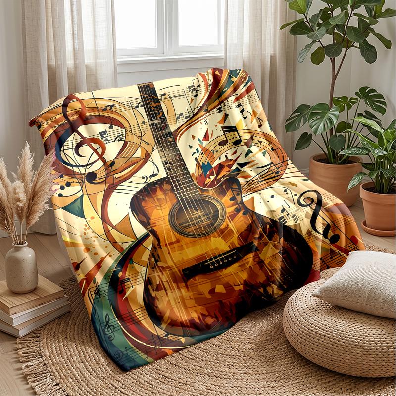 Music and Accordion Theme Blanket Lightweight Warm Flannel Blanket Decorative Throw Blanket for Home Decoration