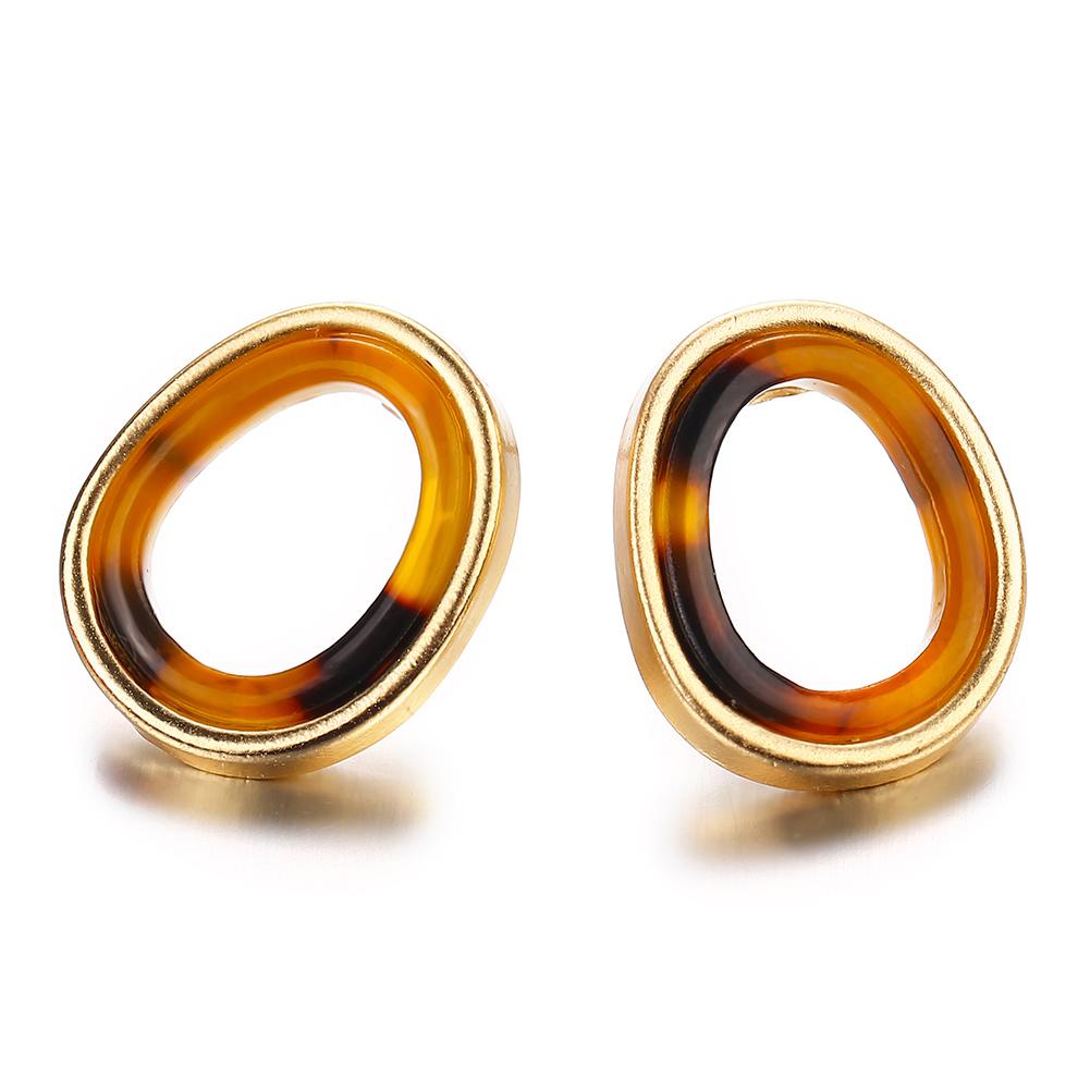 Women Retro Punk Style Simplicity Acrylic Hollowed-out Circle Leopard-print Earrings