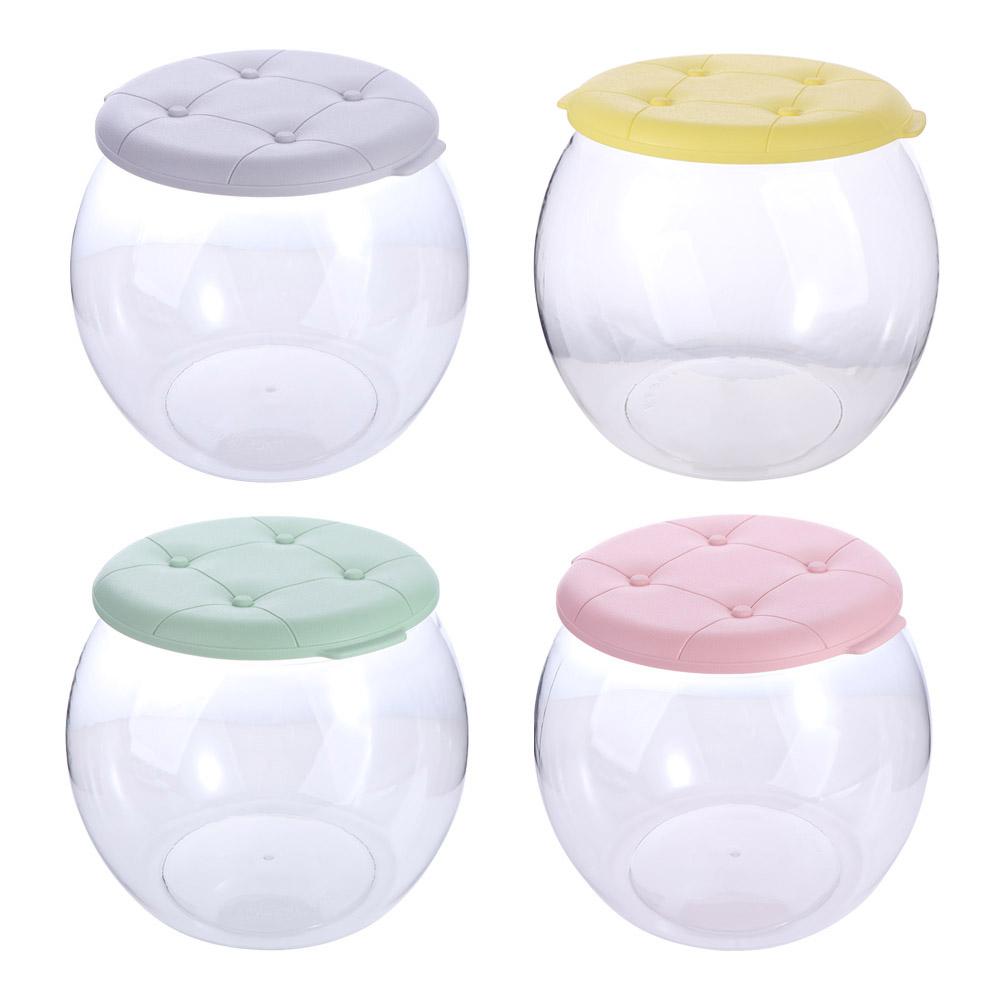 Portable Storage Box Stool Transparent Children Storage Bench Plastic Round Stool Living Room