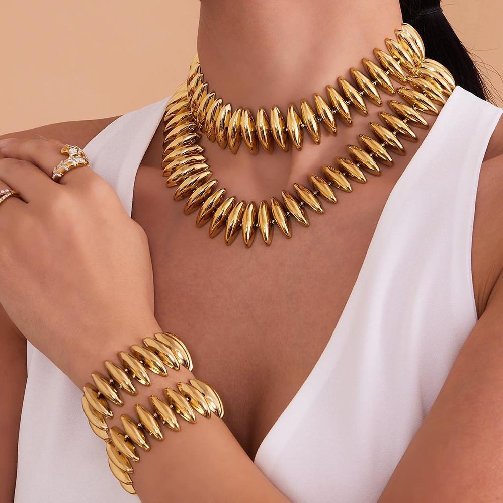 New Fashionable And Elegant Necklace For Women Hand-Assembled Bracelet Necklace Set Stainless Steel Plated Jewelry Accessories