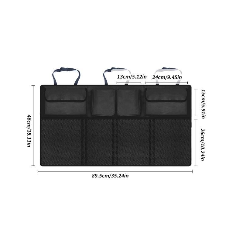 Trunk Hanging Organizers, Backseat Bag, Car Interior Accessories with 4 Pockets & 4 Mesh Pouches for Groceries
