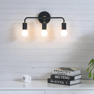 Nautical Antique Three Light Wall Sconce| Svart mässing vägghängande ljus | Modern belysning från mitten av århundradet