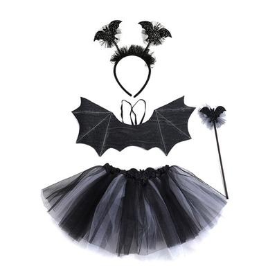 Niedliche Fledermausflügel Fledermausflügel Sets 2-8 Jahre Tutu Rock Halloween Cosplay Kostüm Halloween Geschenk Stirnband Fledermausflügel Rock Anzug Party