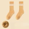 Women's Autumn and Winter New Velvet and Thick Warm Striped Moon Tube Wool Socks