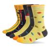 5Pairs Mens Fun Dress Socks Pattern Funny Socks Pack Colorful Striped Combed Cotton Novelty Socks Cool Breathable Casual Socks