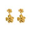 Fashion Retro Niche Exaggerated Temperament Retro Earrings Gold Two Flowers Splicing Earrings Girl Girlfriend