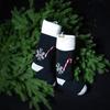 Black Candy Cane Snowflake Knitted Plush Decorative Stocking Yarn Christmas Stocking Pendant
