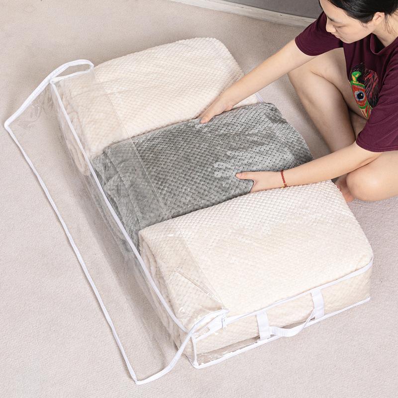 Boîte de rangement pour lit, tiroir plat transparent pour vêtements, finition de couette, boîte de rangement pliable, boîte de rangement sous le lit