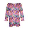Women's Fashionable Casual Three-Quarter Sleeve Christmas Print Round Neck Top