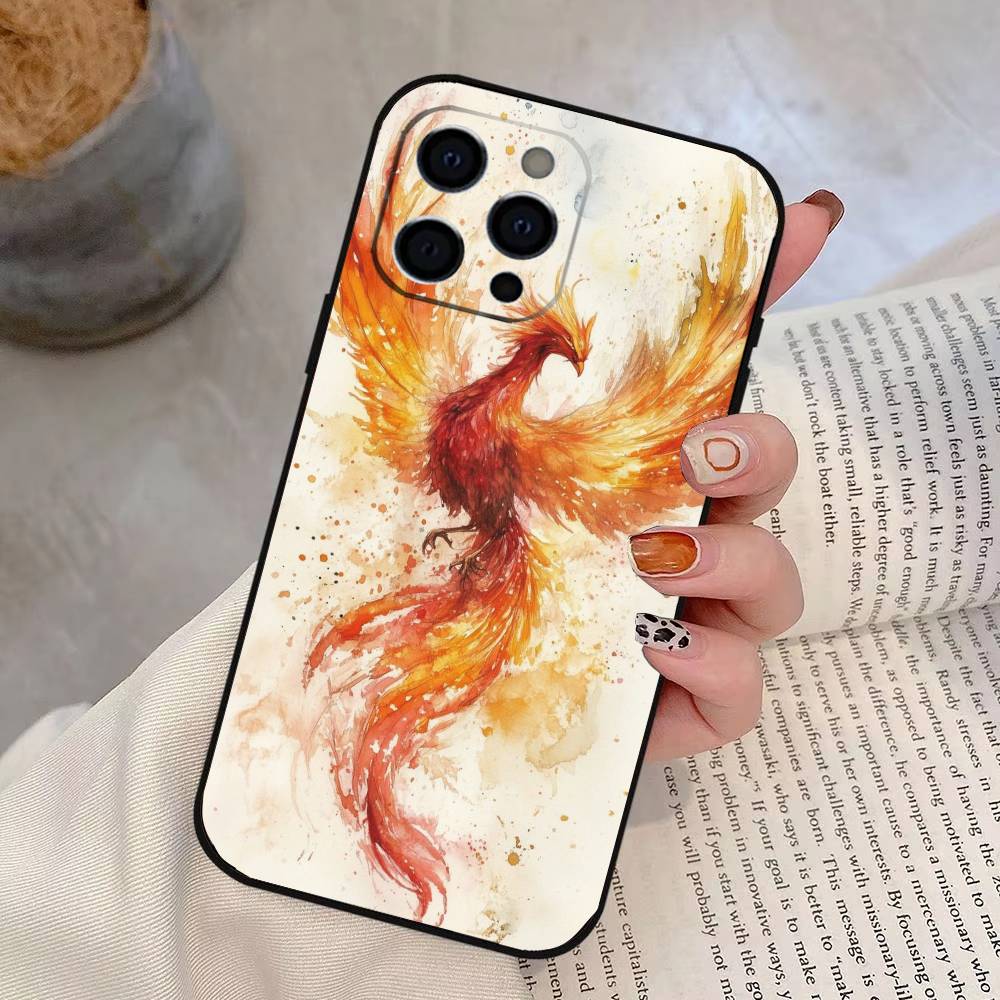 

Phoenix Phone Case For iPhone 17,16,15,14,13,12,11 Plus,Pro Max,XS,Soft Silicone Black Cover iPhone11ProMax