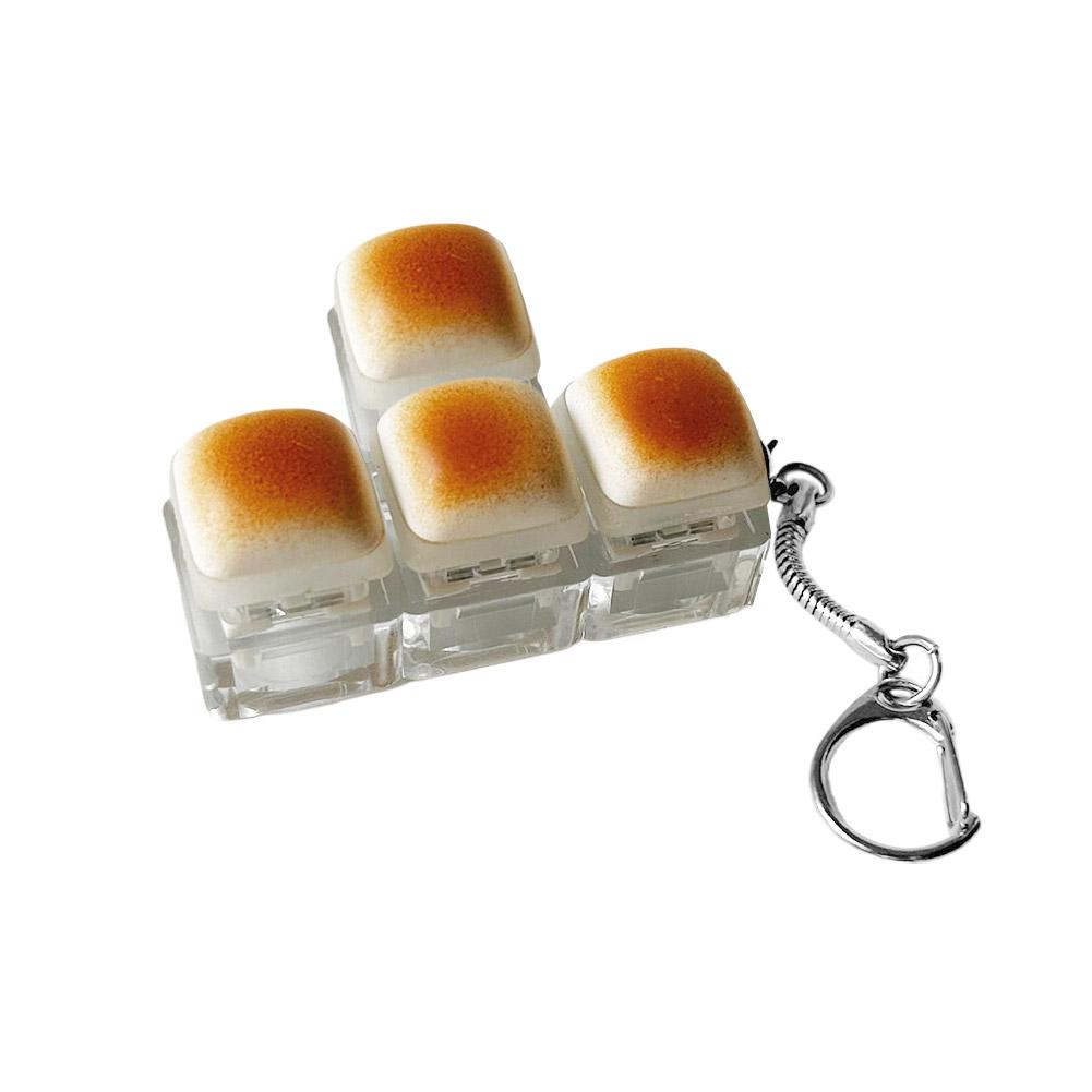 Bread Keycap Stress Relief Clicker Keychain Mini Mechanical Keyboard Button Keyring Pendant Decompress Fingertip Keyring