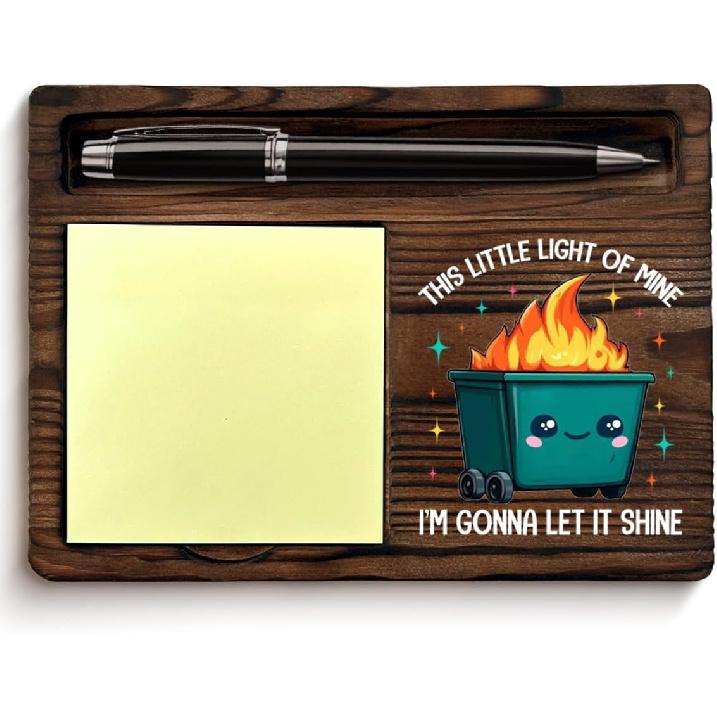 Funny Office Dumpster Fire Sticky Note Holder Dumpster Fire Gifts This Little Light of Mine I m Gonna Let It Shine Post It Note Dispenser for Office