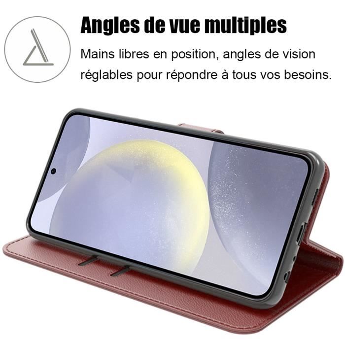 Case - Efconnection - for Samsung Galaxy S24 Plus - PU Leather - Brown - Double-sided Magnetic Closure