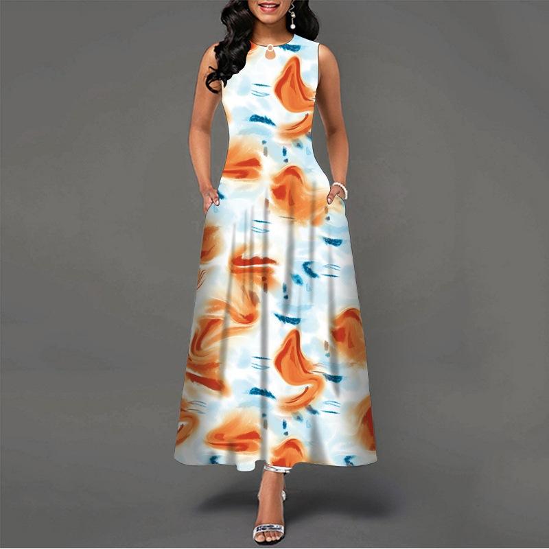 2025 New Fashion Trend Dresses Spring Summer Printed Waist Dresses Fashion Women's