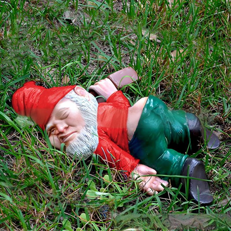 Creative Dwarf Drunk Garden Gnome Patio Ornament Funny Rude Drunken Disorderly Statue Figurine Garden Accessories Decoration