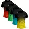 Męski T-shirt Sportowy Outdoorowy Koszulki do Biegania Wzór Gradientowy Nadrukowany T-shirt Wygodny Szybkoschnący Krótki Rękaw Unisex Top