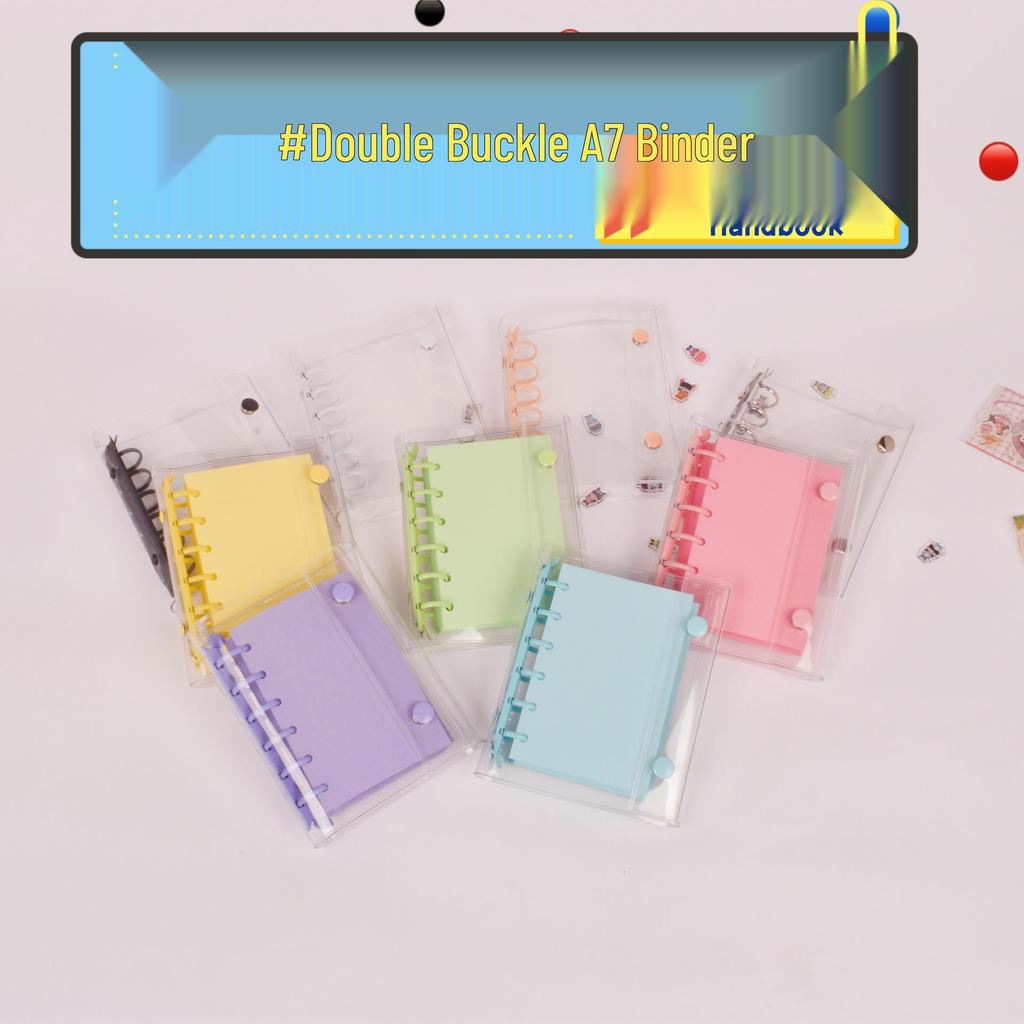 A7 Transparent Double-Ring PVC Ledger with Colored Shell Casing