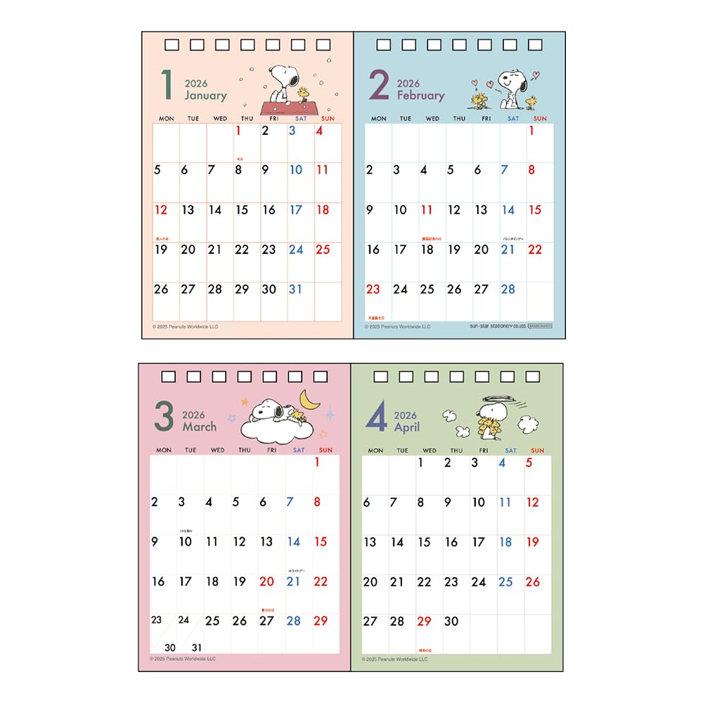 Sunstar Stationery Snoopy 2026 Desk PEANUTS S8521786 Calendar, Snoopy,