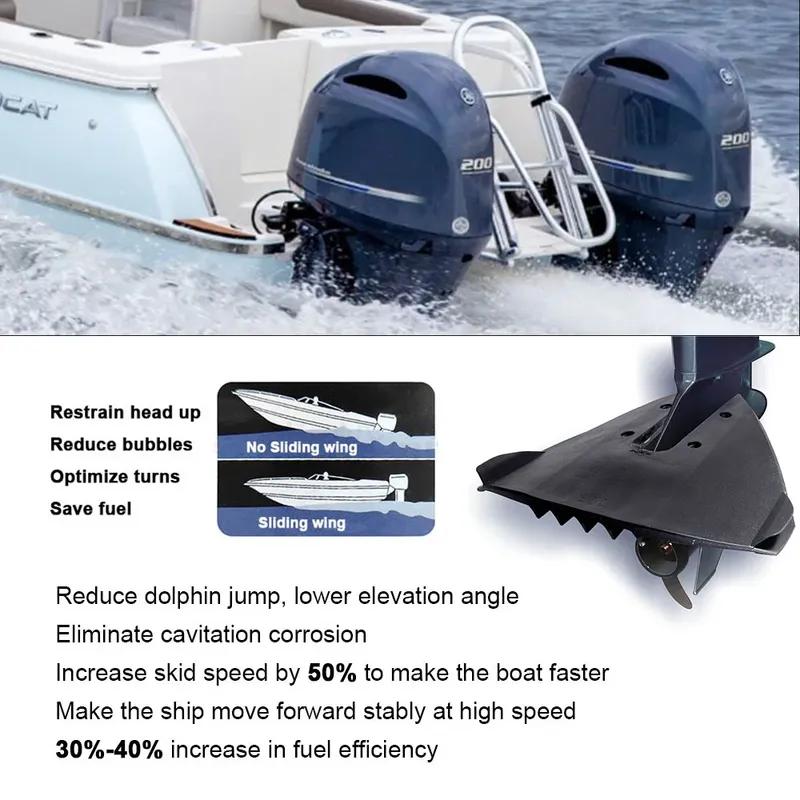 For Outboards Stern Drives 30HP-300HP Engine Marine Hydrofoil Stabilizer Outboard Boat ABS Plastic Steering Boat Control Black