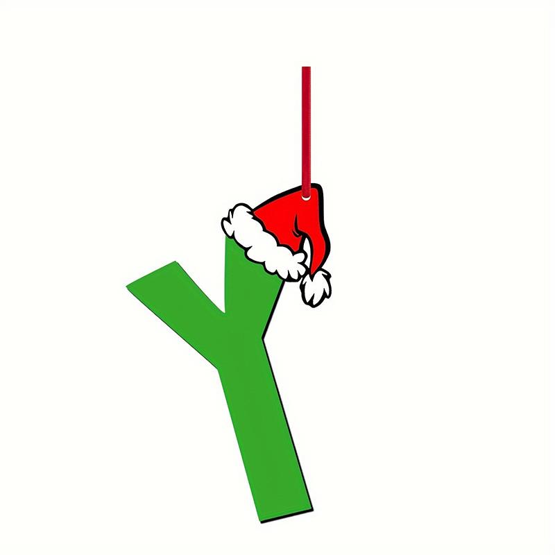 Green Elf Style 26 Letters Christmas Tree Hanging Ornaments DIY Craft Gift Tag Merry Christmas Decoration for Home 2026 New Year