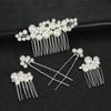 Gold Pearl Hair Comb Flower Wedding Headwear Luxury Hair Fork  Headpiece