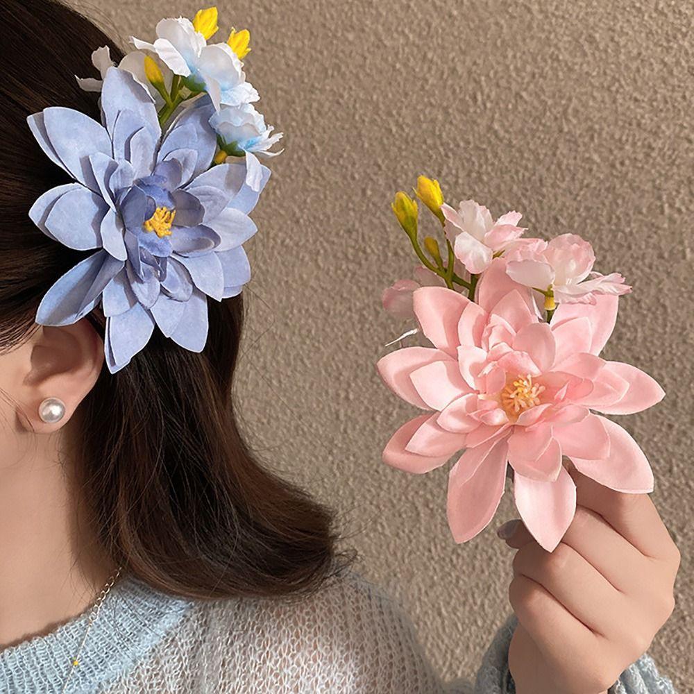 Accessories Floral Hair Clip Pink Blue Headdress Fashion Flower Hairpin Bridesmaid Accessories