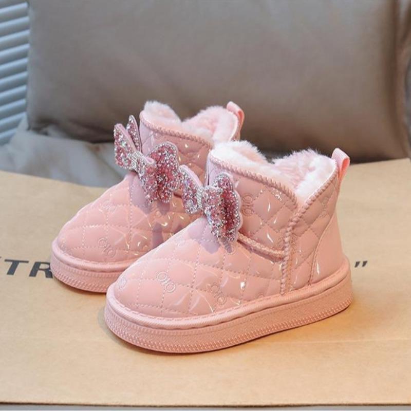 Girls' Warm Princess Snow Boots Winter Fleece-lined and Thickened Cotton Shoes Children's Non-slip Thick-soled Short Boots