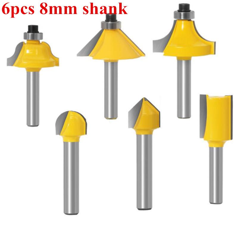 

6 шт., набор фрез по дереву, прямая фреза для обрезки дерева, инструменты для обработки древесины, 6 мм, 1/4 дюйма, 8 мм, хвостовик 8mm shank no2 жёлтый