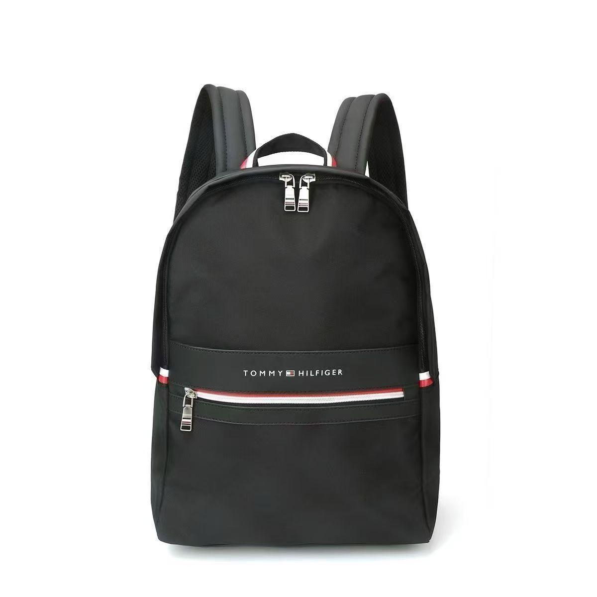 

Slim Color Block Canvas Backpack - Unisex, Large Capacity, Lightweight, Casual & Business Use 31*14*42 cm чорний