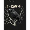 European sizes Men'S Wrinkled Texture T-Shirt - Featuring a Black Crow And Branch Design with F-CAW-F Text