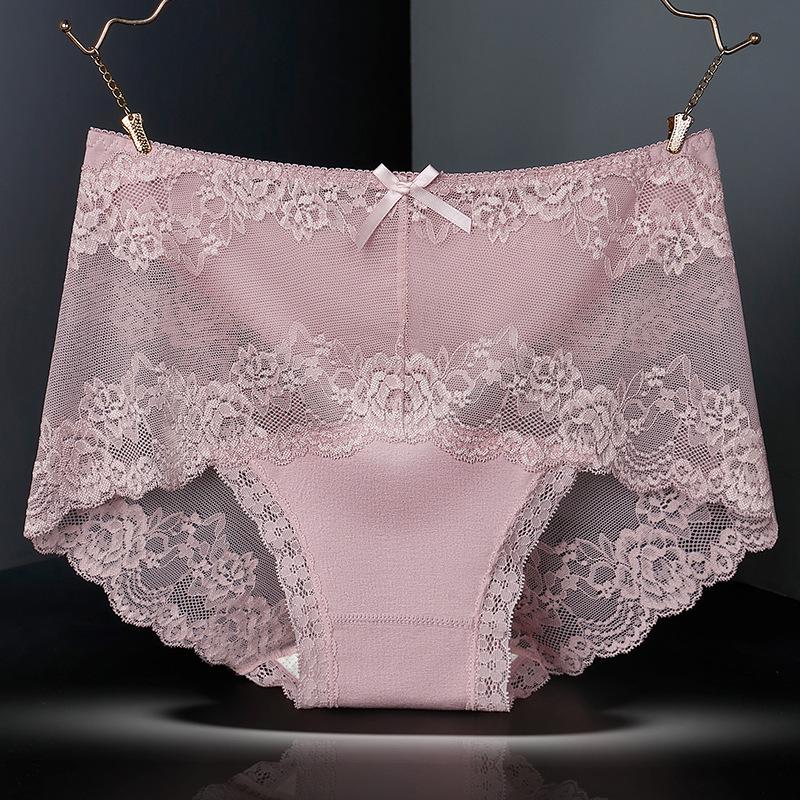 Antibacterial Seamless Mid-Waist Lace Panties