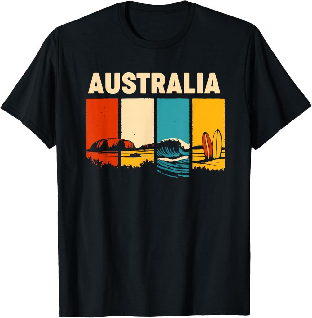 Australia Kangaroo Aussie Australian Souvenir Tourist Retro Tshirt Customizable Unisex And Unisex Short Sleeves Ropa Hombre