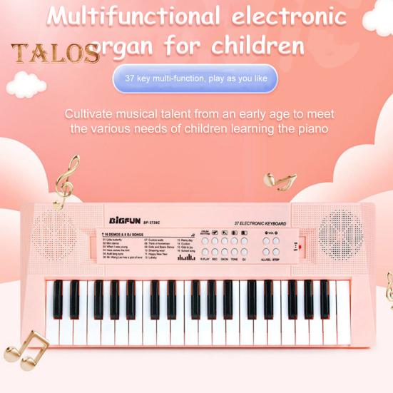 Kids Electronic Piano Keyboard Toy with Microphone 37 Keys Multi-function Musical Instrument Toy Toddlers Boys Girls USB Battery Powered Educational