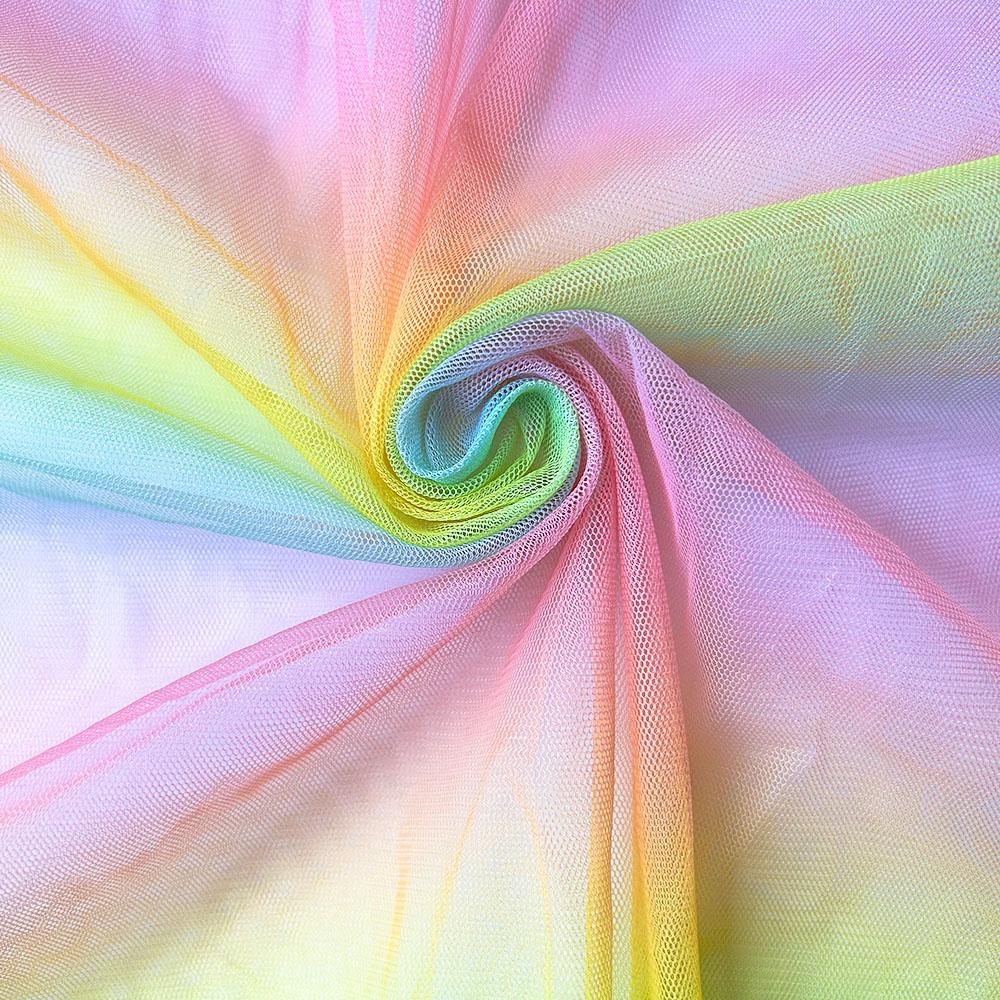 

63x35in Rainbow Gradient Tulle Fabric Hexagon Mesh Yarn For Photo Background Clothes DIY Handmade Sewing Baby Shower Tutu Tskirt 63x35in(160x90cm)