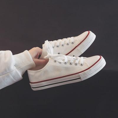 Canvas Shoes for Women Flat Whit Lace Up Spring Autumn Woman Footwear Original New In High Quality Trends 2025 Daily Routine 39