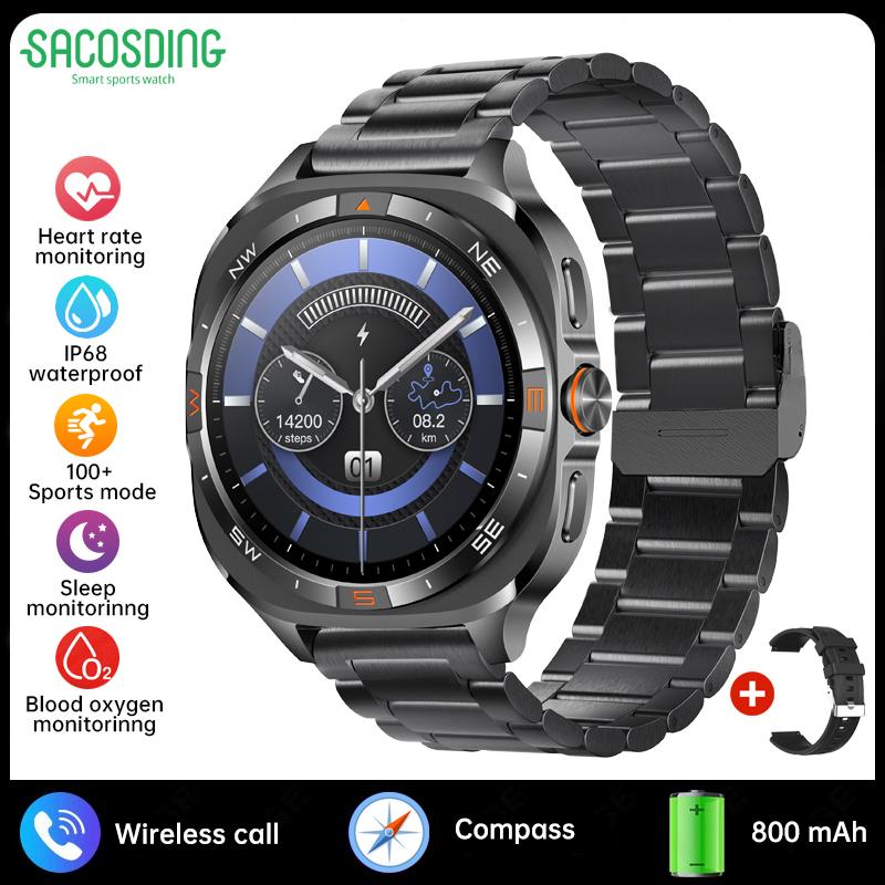 2026 Outdoor New 800mAh Battery Smart Watch Men IP68 Waterproof GPS Positioning Compass Altitude Air Pressure Bluetooth Call 100+ Sports Watch