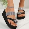 Fashion Summer Sandals Women Rhinestone  Bohemian Style Casual Beach Shoes Wedges Slippers Female Flip Flops