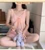 2026 Summer Women's Cloud Cotton Pajama Set with Built-in Bra, Princess Style Camisole, Sweet Home Wear