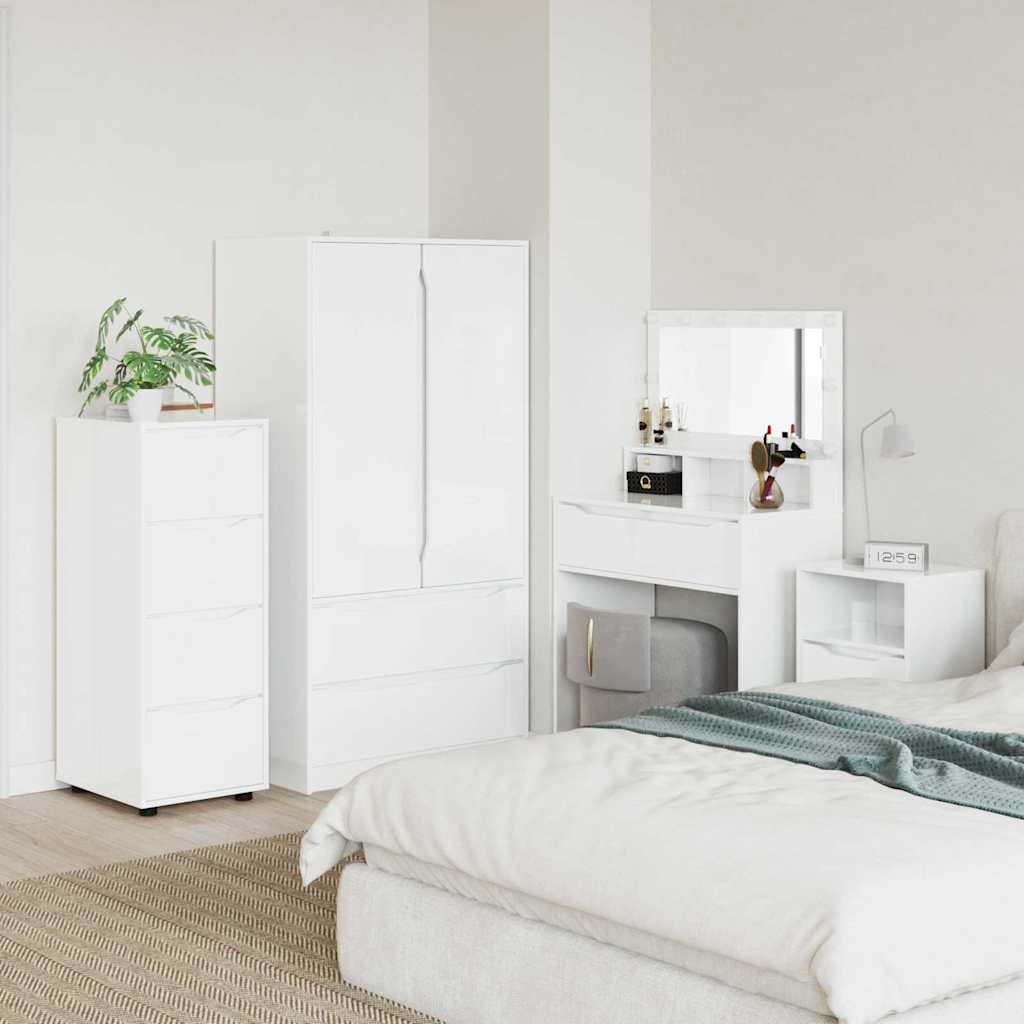 Storage Cabinet Glossy White 40 x 48 x 105 cm