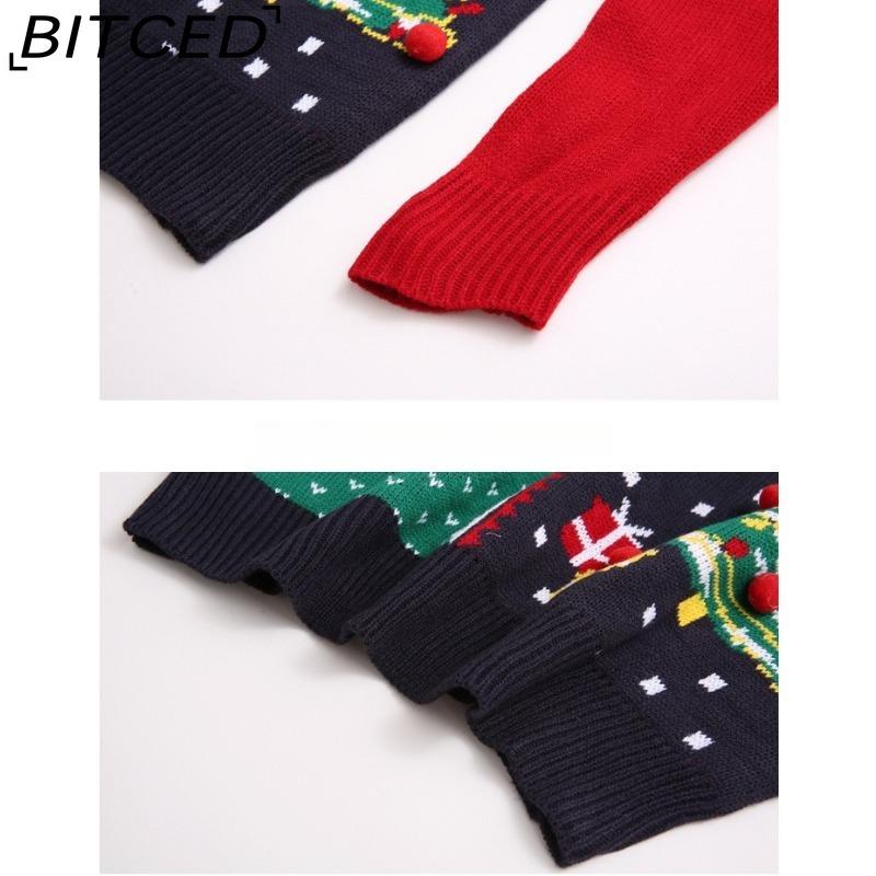 BITCED Women's Snowflake Christmas Jumper Christmas Tree Pullover Knit Sweater Festive Attire